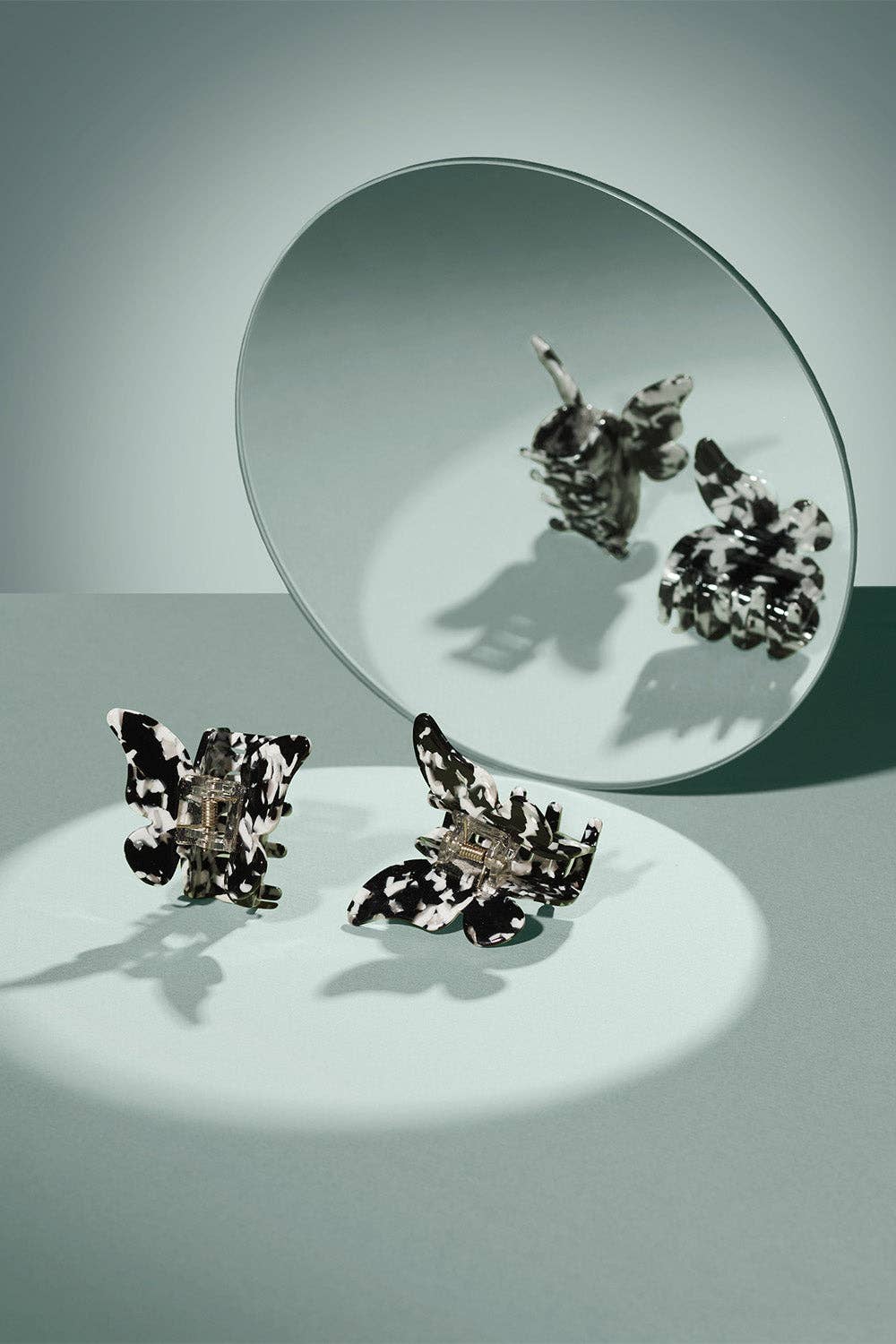 Butterfly Claw Clip - Black Marble