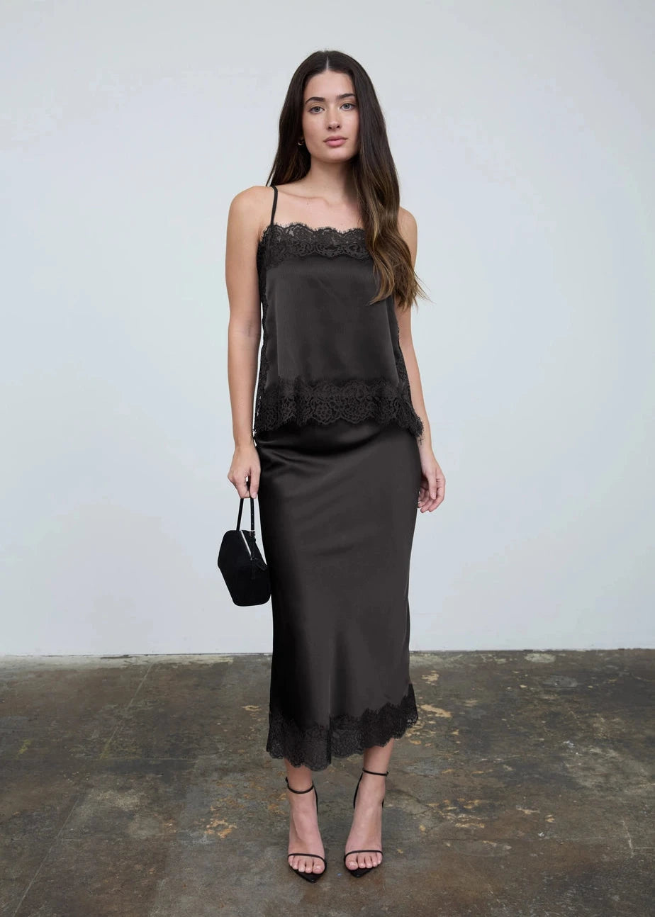 Stassi Satin Lace Tank Top