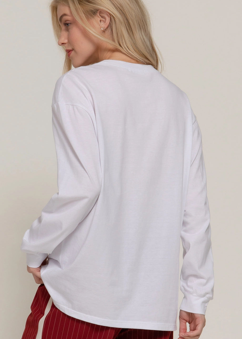 100% Cotton Long Sleeve White Tee