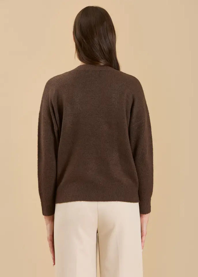 Morgan V Neck Pullover Sweater in Chocolate