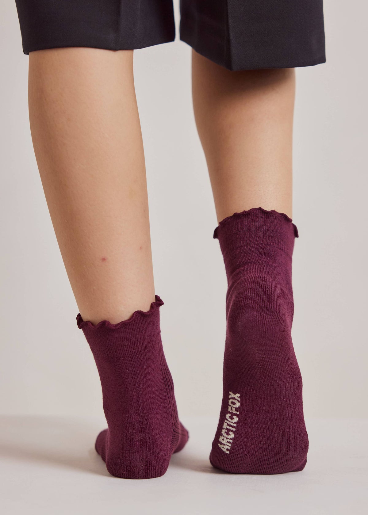 Arctic Fox Ruffle Sock in Cherry