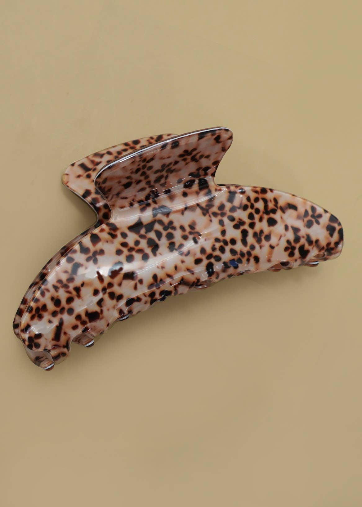 Large Vintage Porcelain Brown Speckled Claw Clip
