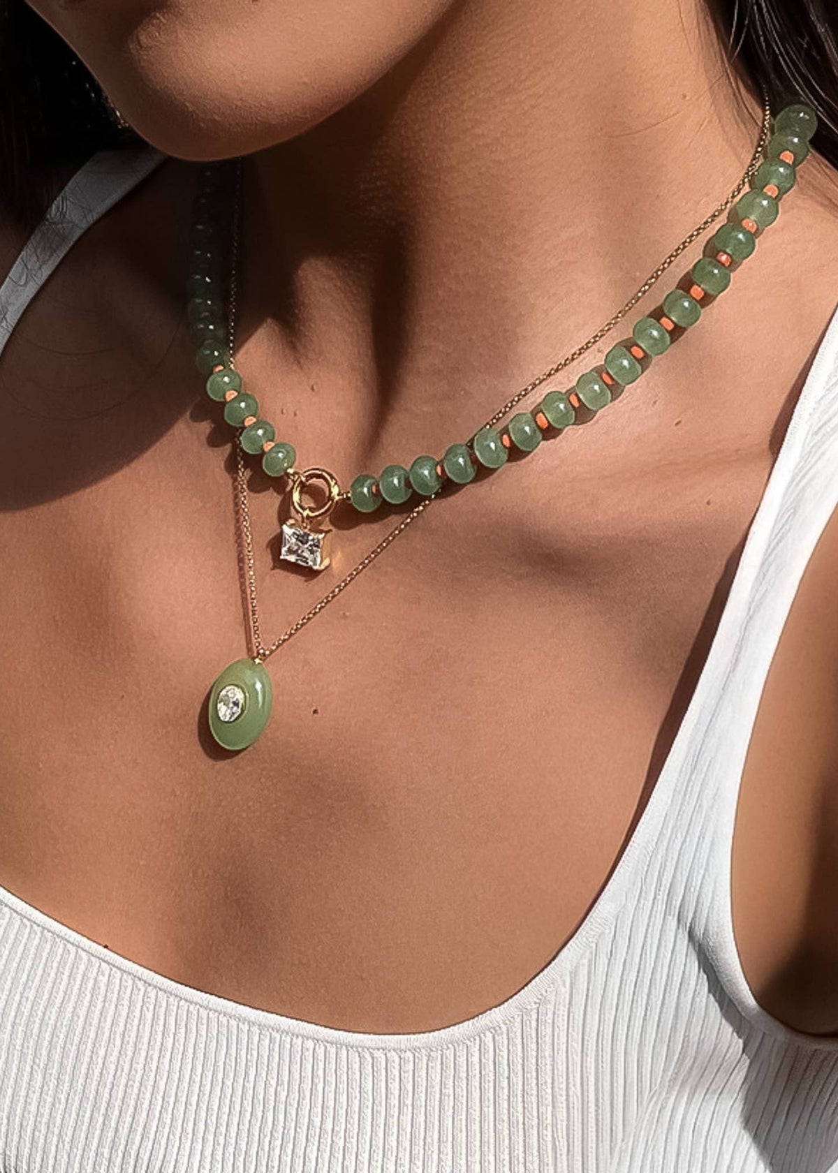 Attica 18K Gold Non-Tarnish Stone CZ Necklace