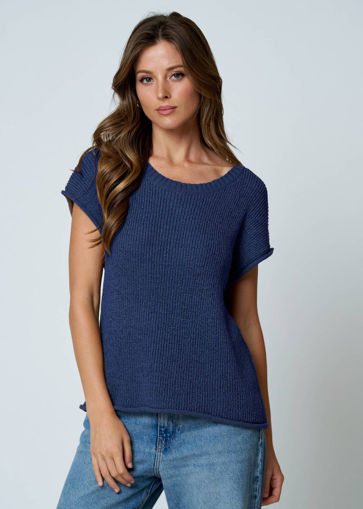 Carly Short Sleeve knit in Navy