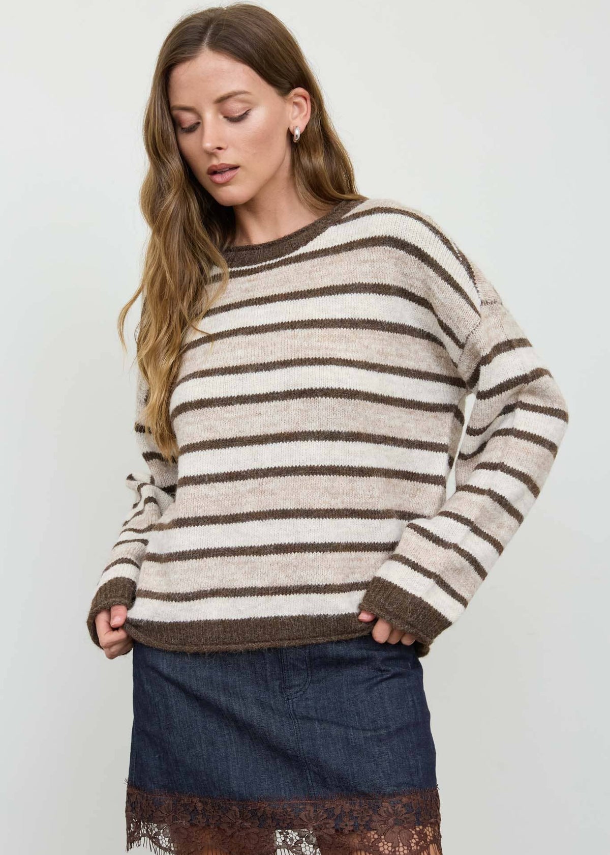 Auden Striped Sweater in Brown