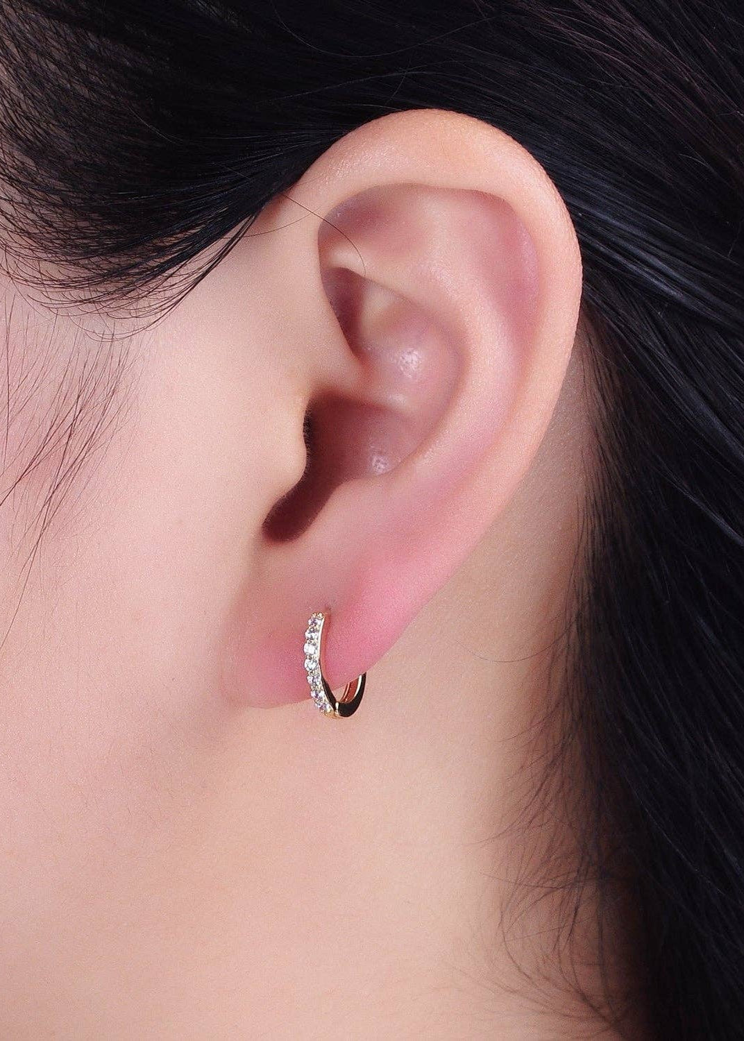 Thin Pave Gold Plated Earrings