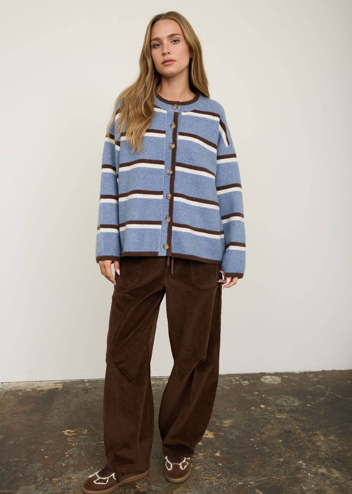 Sierra Striped Button-down Cardigan
