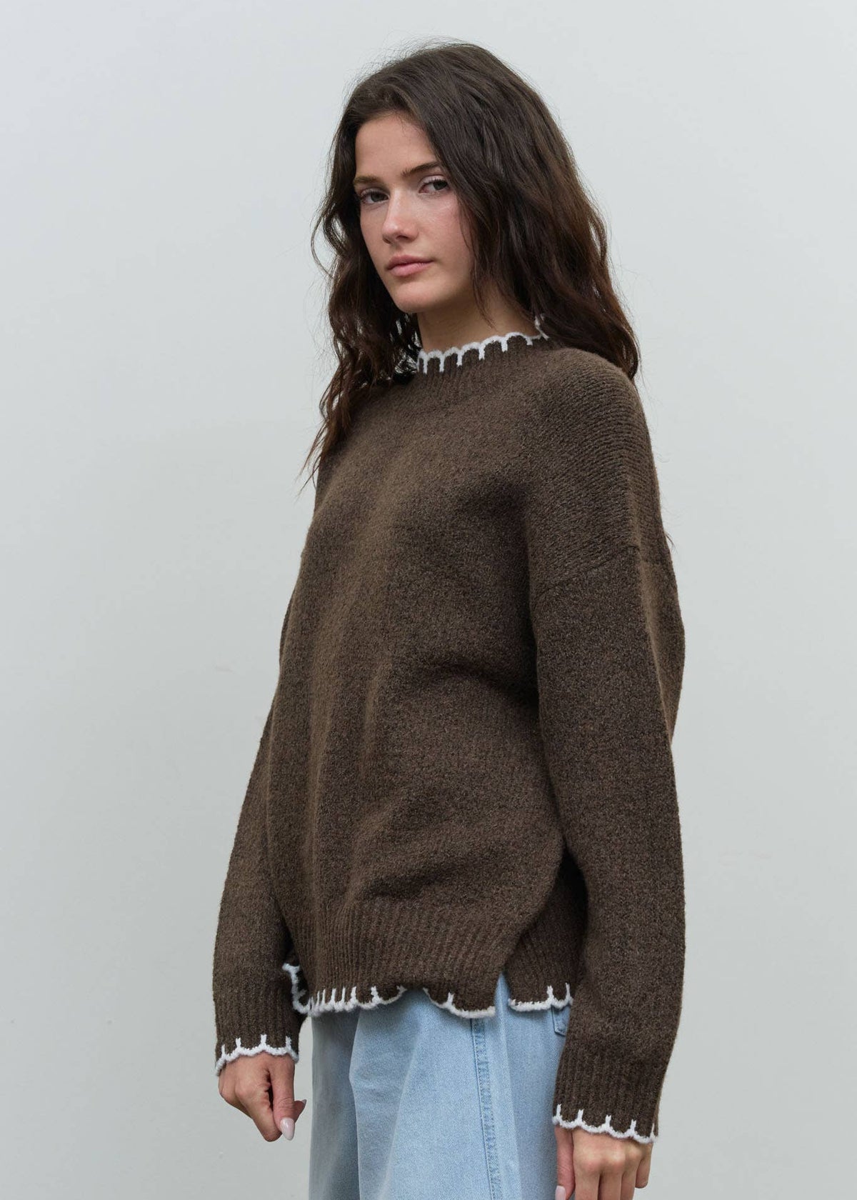 Erin Scalloped Trim Pullover