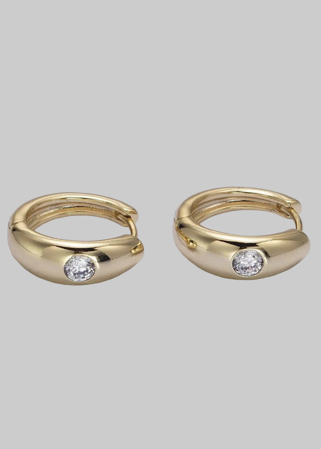 Round Accent Gold Filled Huggie Earrings