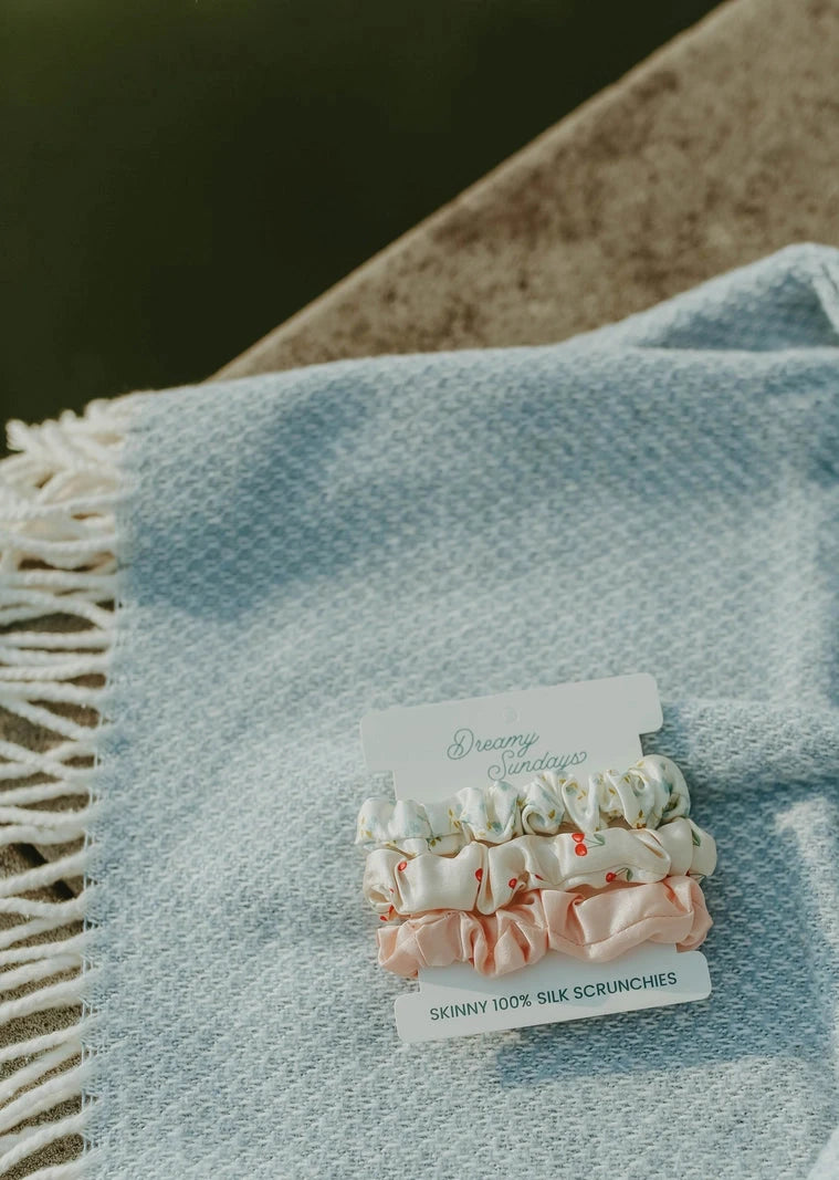 Dreamy Sundays Skinny 100% Silk Scrunchie Pack