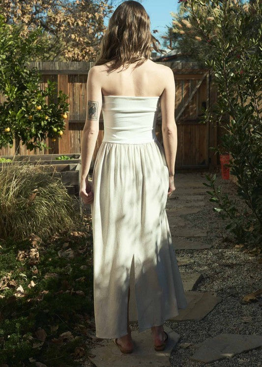 Heather Strapless Fold Over Midi Dress