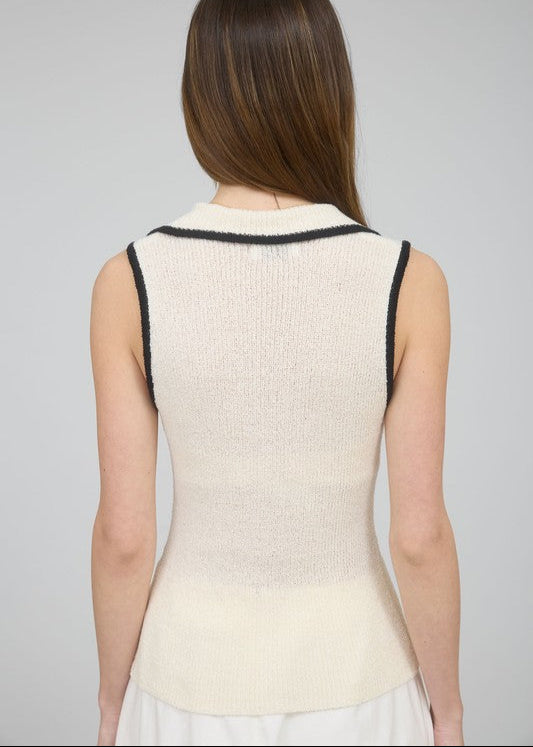 Luna Collared Button Down Knit Top