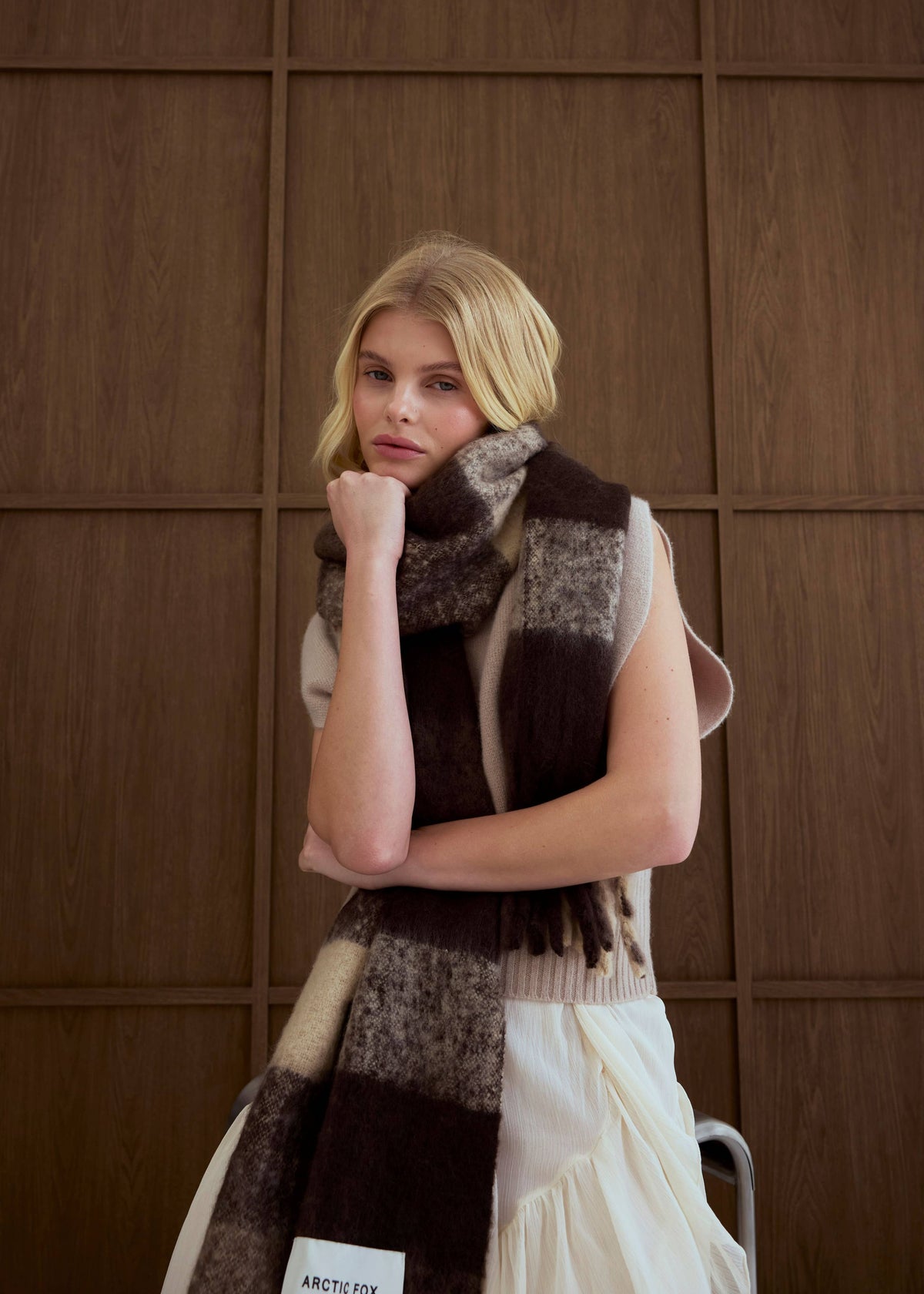Arctic Fox  Reykjavik Scarf in Brown Check