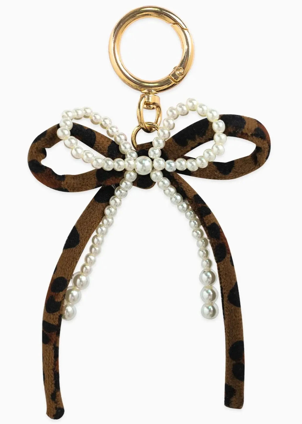 Leopard & Pearl Bow Bag Charm