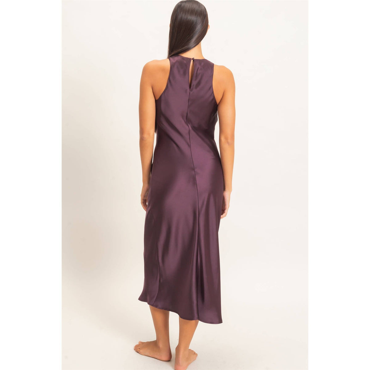 Stassi Sleeveless Satin Midi Dress