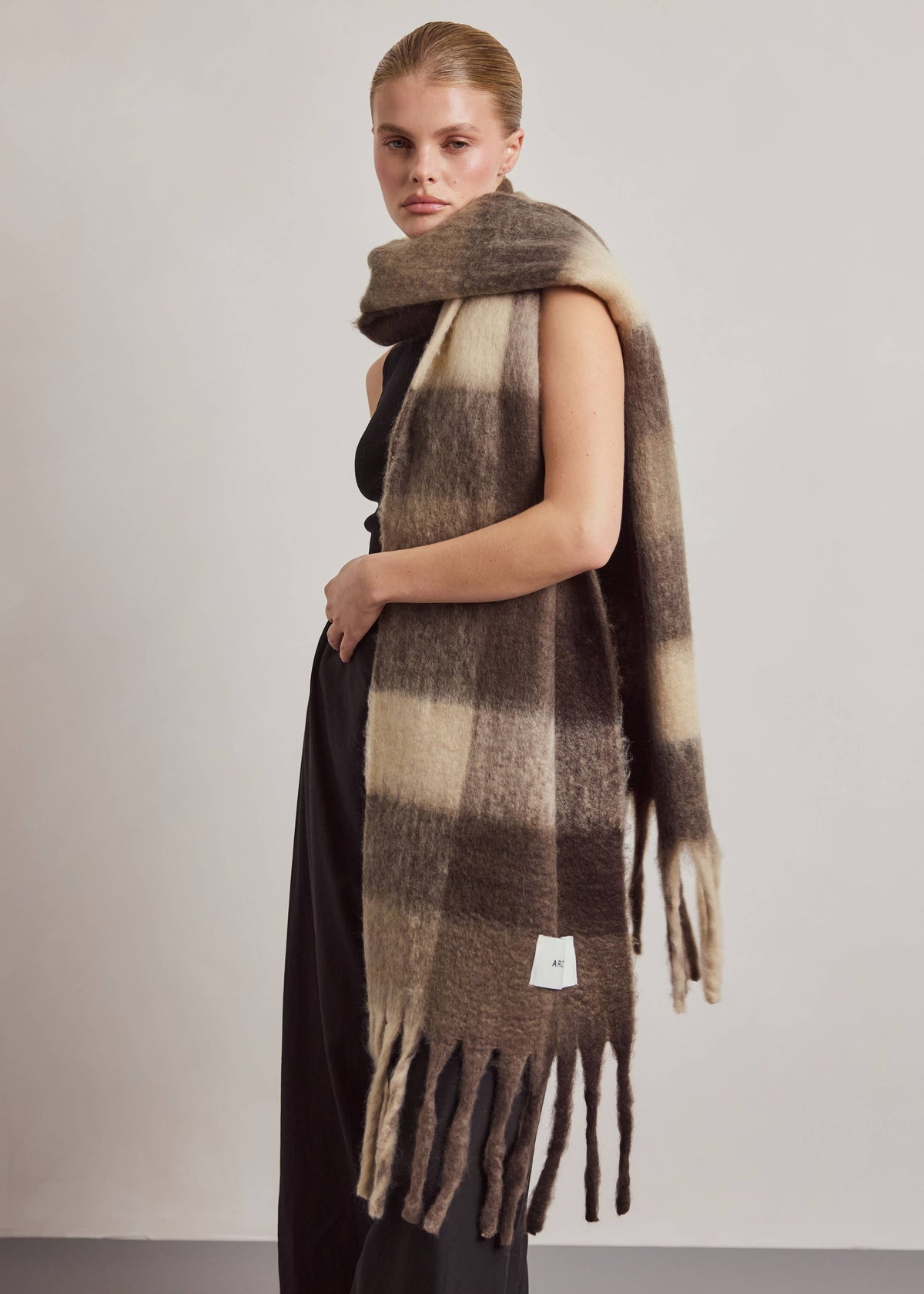 Arctic Fox  Reykjavik Scarf in Brown Check