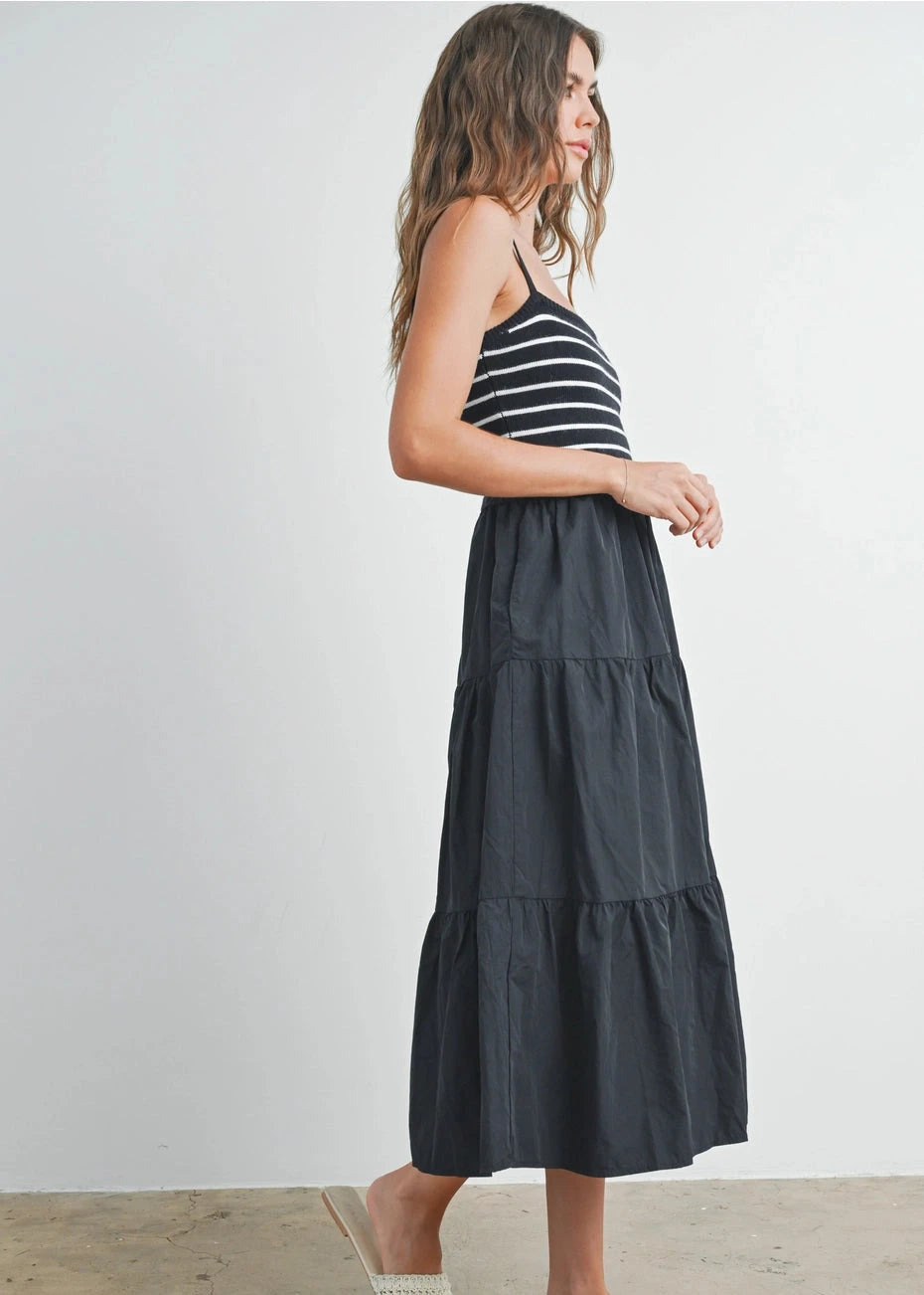 Sofie Striped Knit Tiered Maxi Dress