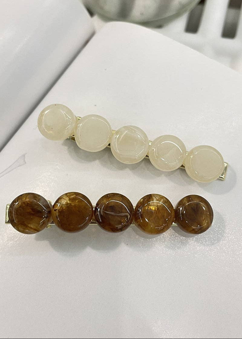 Round Stone Hair Clip Set