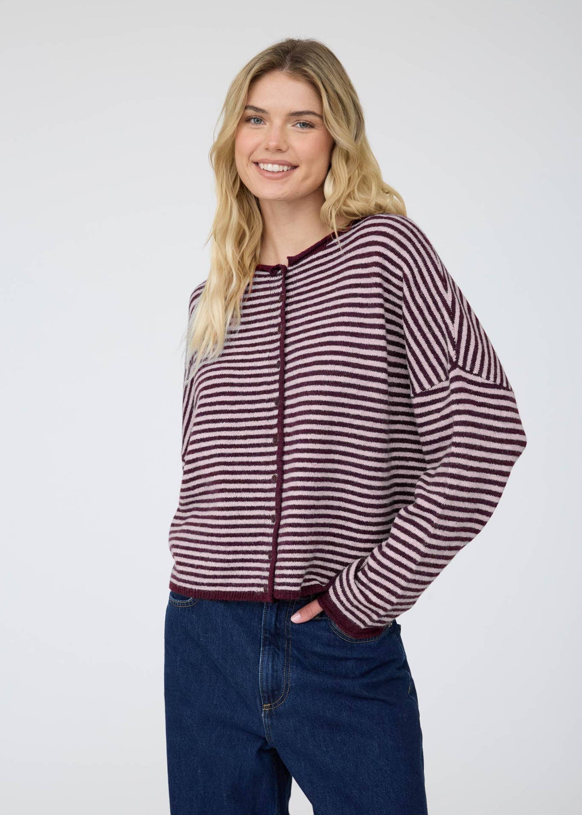 Brea Burgundy Stripe Cardigan