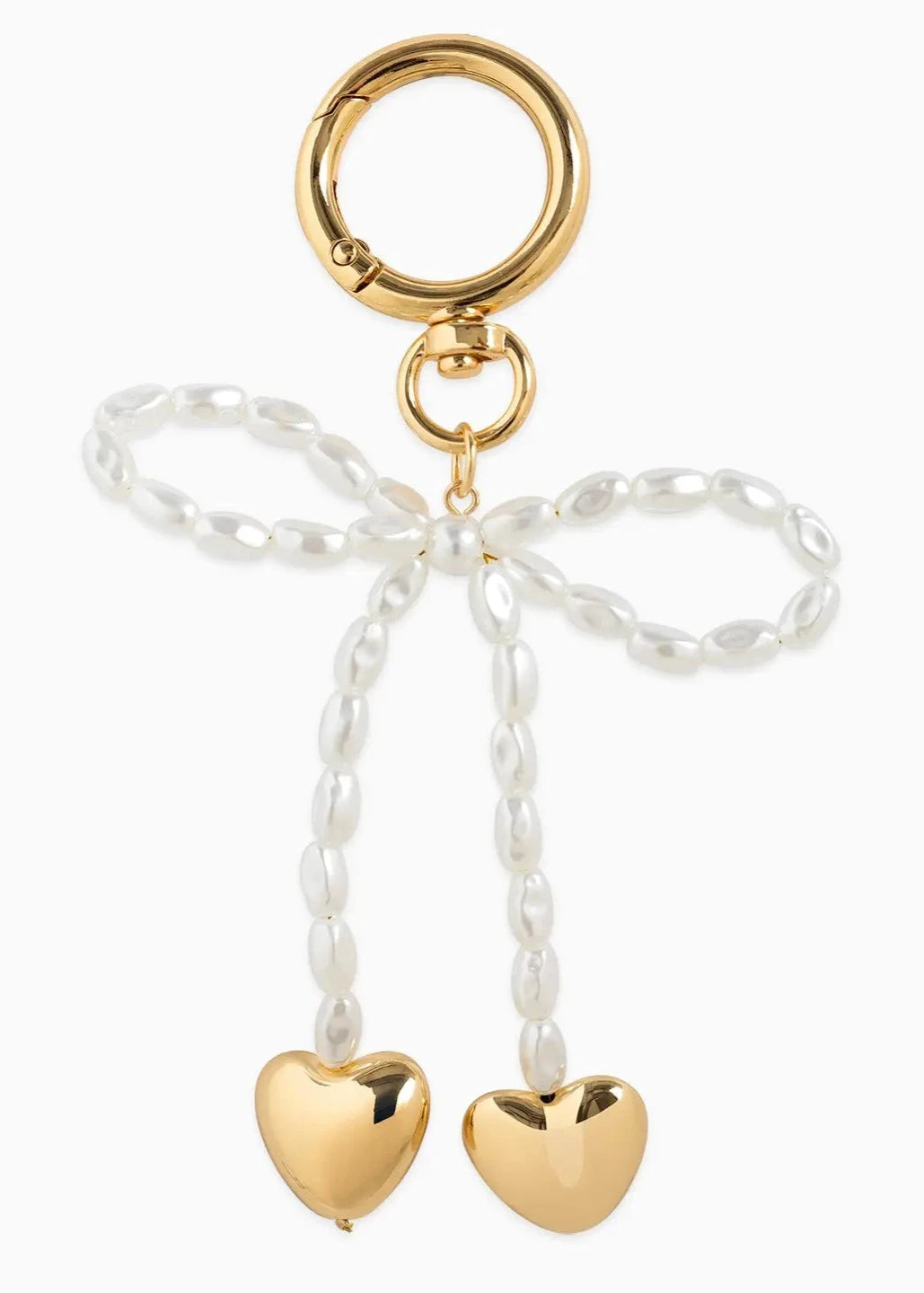 Pearly Bow & Heart Bag Charm