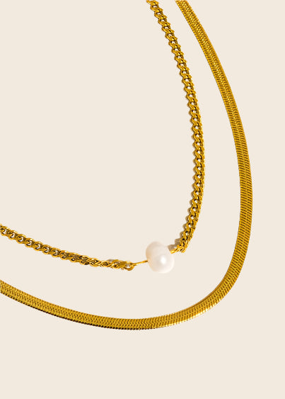 Owen Layered Pearl Chain Necklace