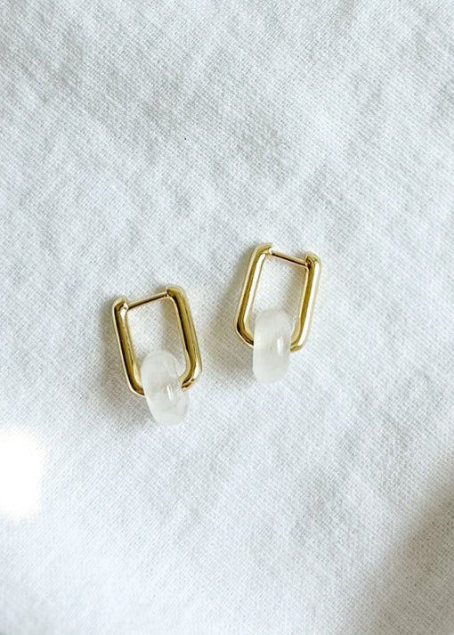 Crystal Quartz Huggie Hoops