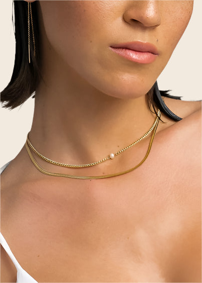 Owen Layered Pearl Chain Necklace