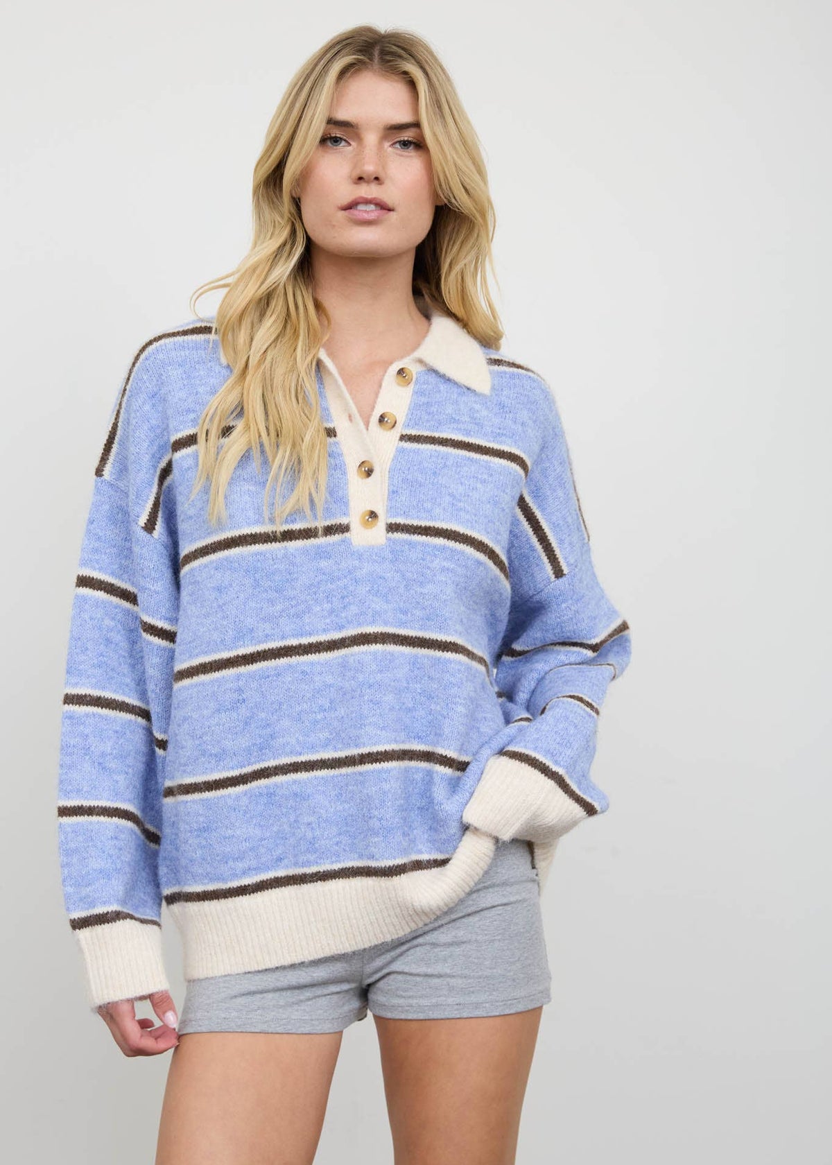 Leah Polo Striped Sweater