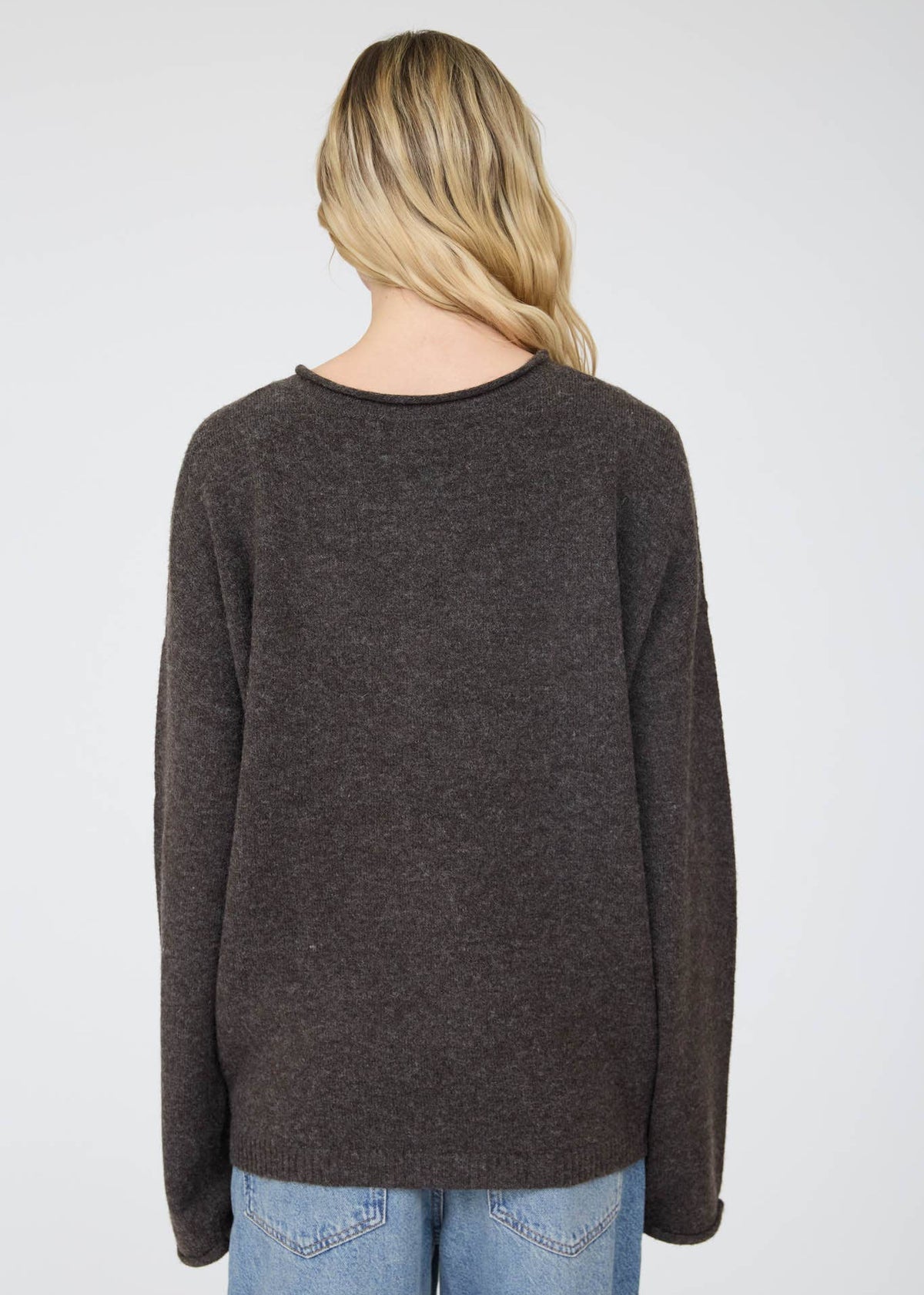Clara Henley Mocha Long Sleeve Sweater