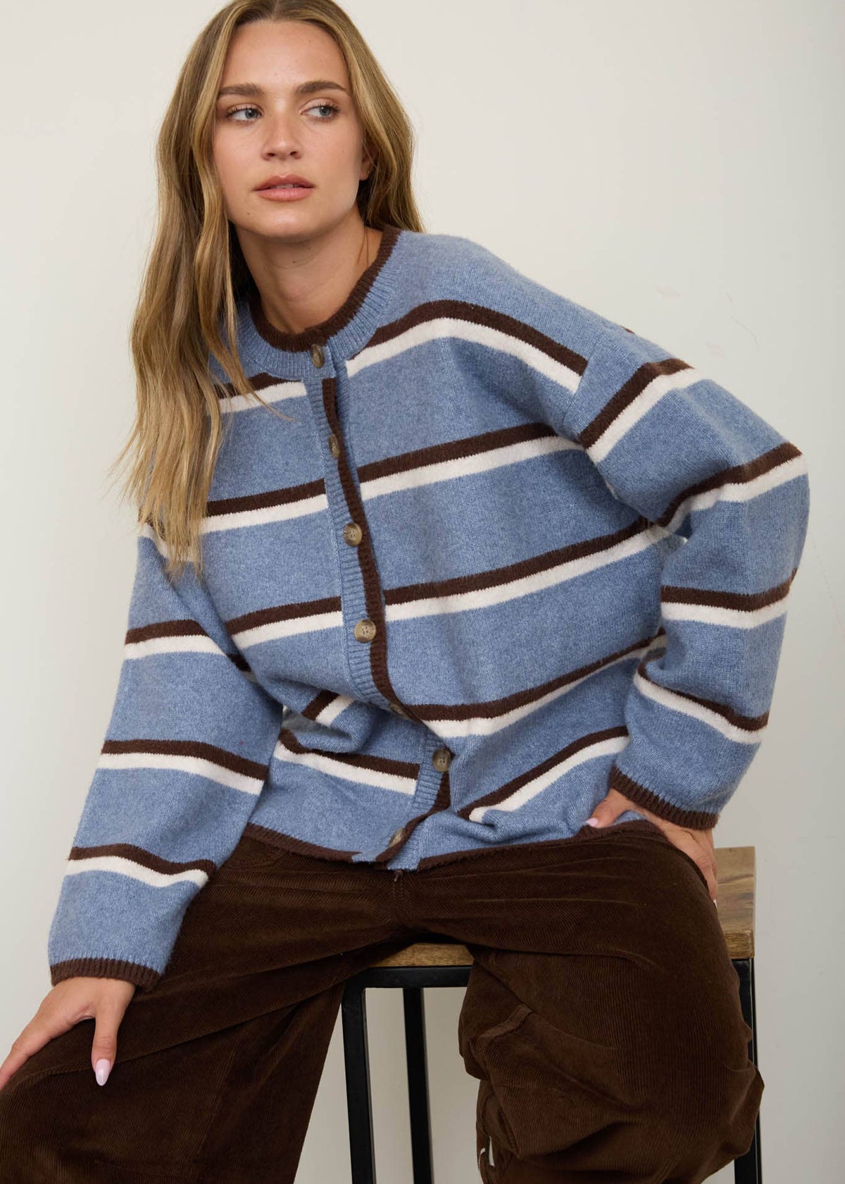 Sierra Striped Button-down Cardigan