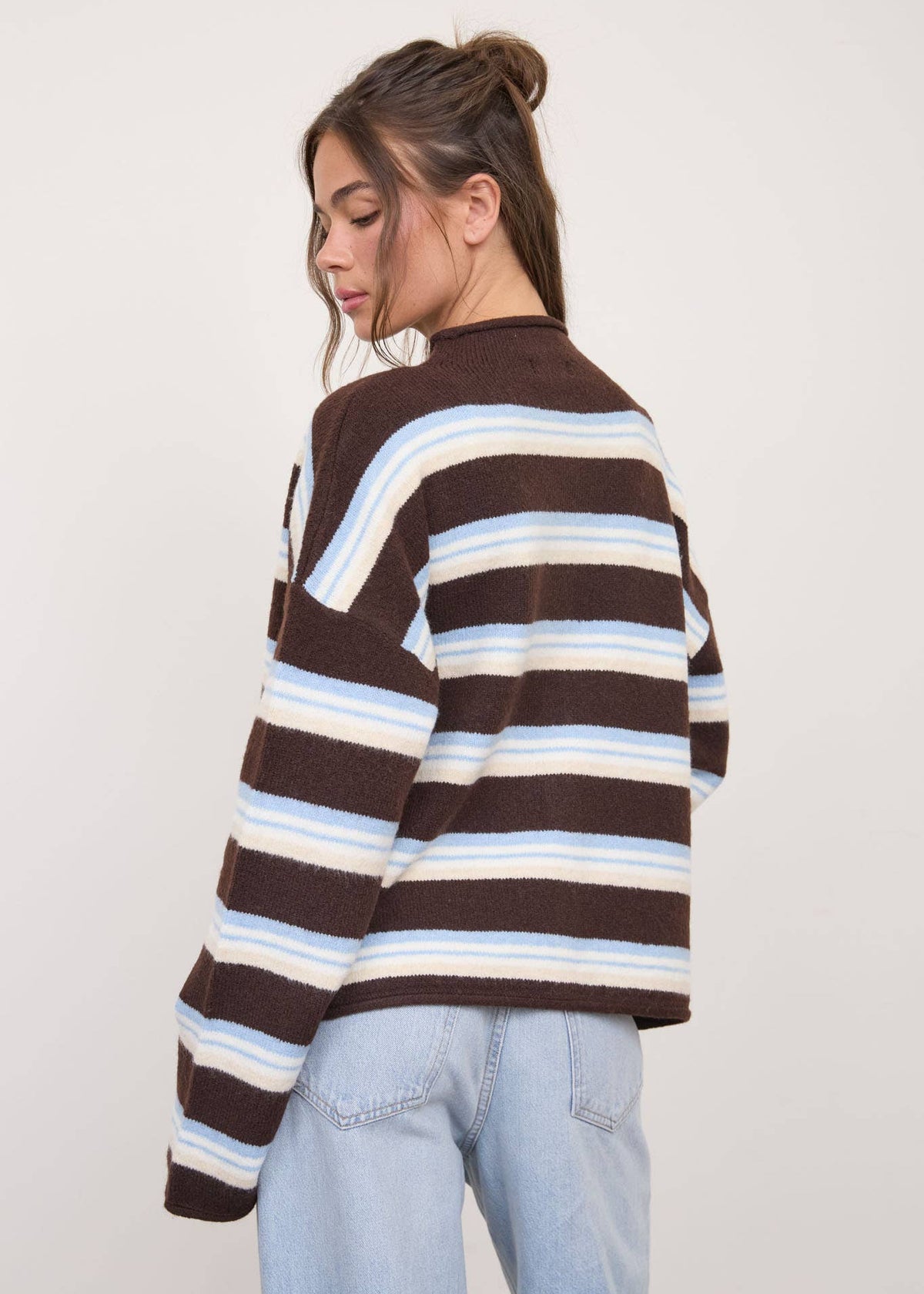 Mallory Chocolate & Dusty Blue Cardigan