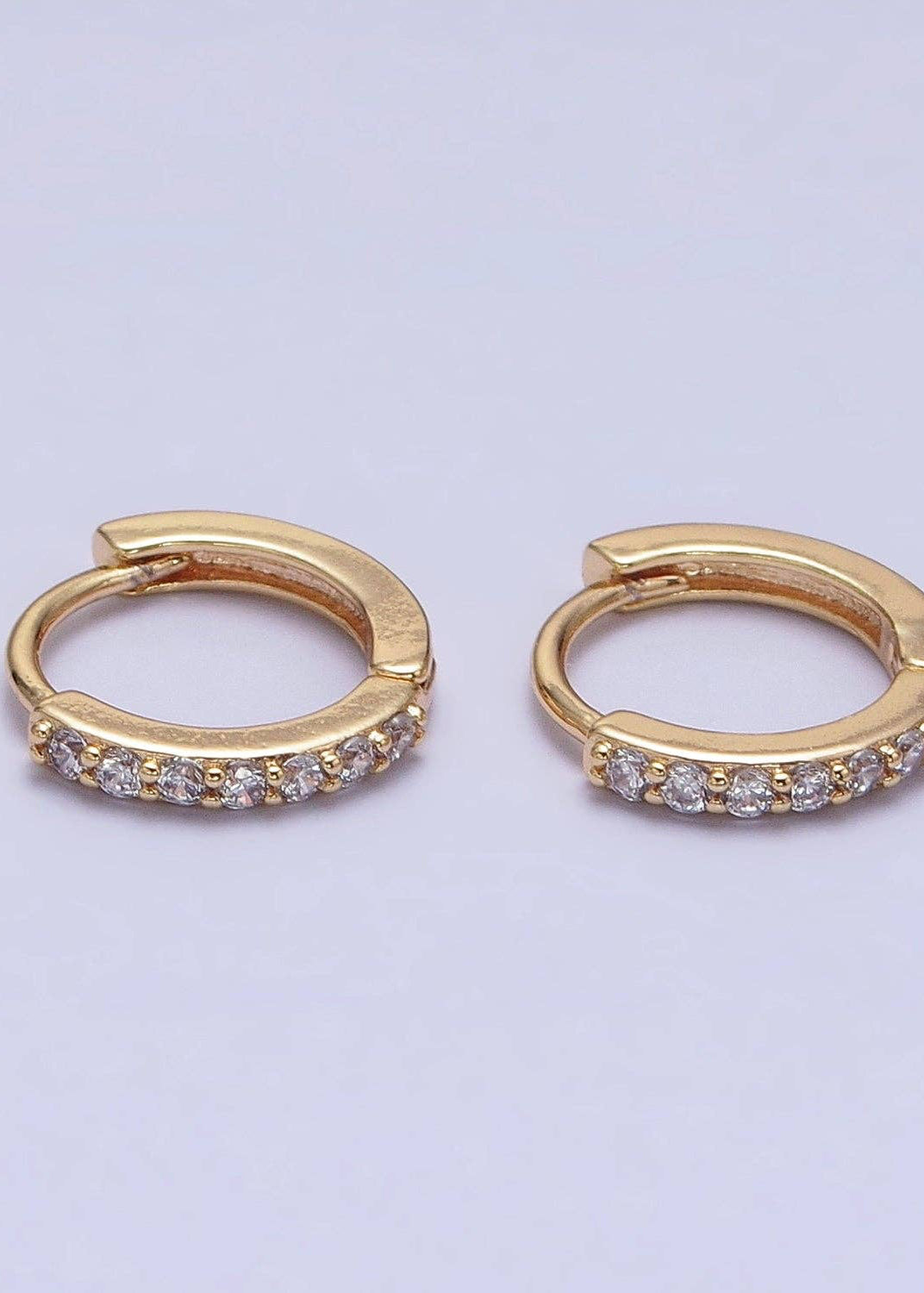 Thin Pave Gold Plated Earrings