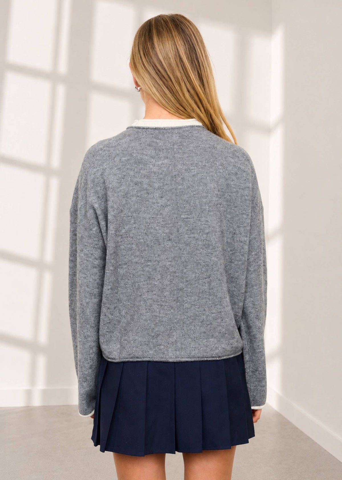 Clare Contrast Rolled Edge Cozy Sweater- Multiple Colors