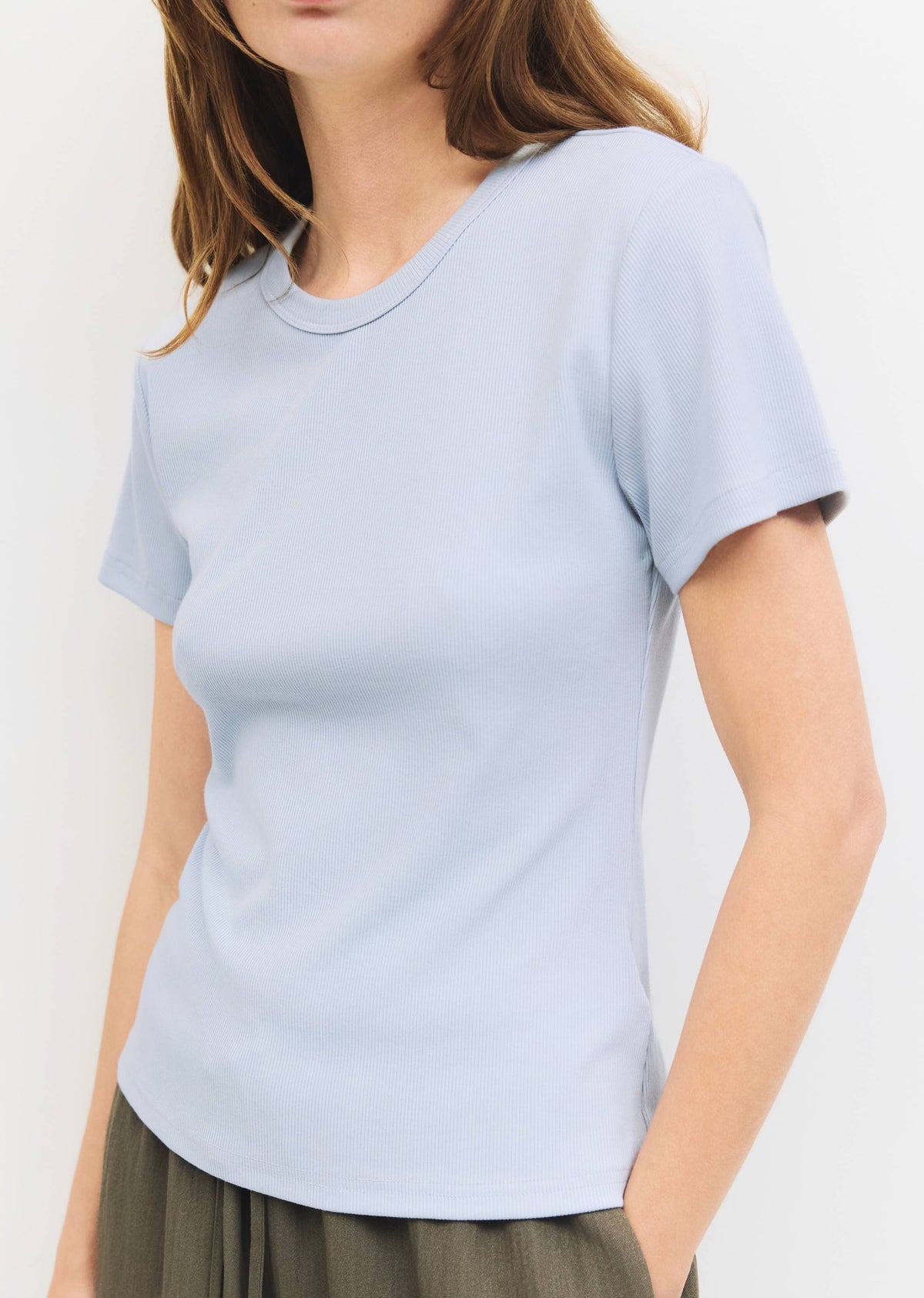 Miller Ribbed Short-Sleeve T-Shirt in Blue
