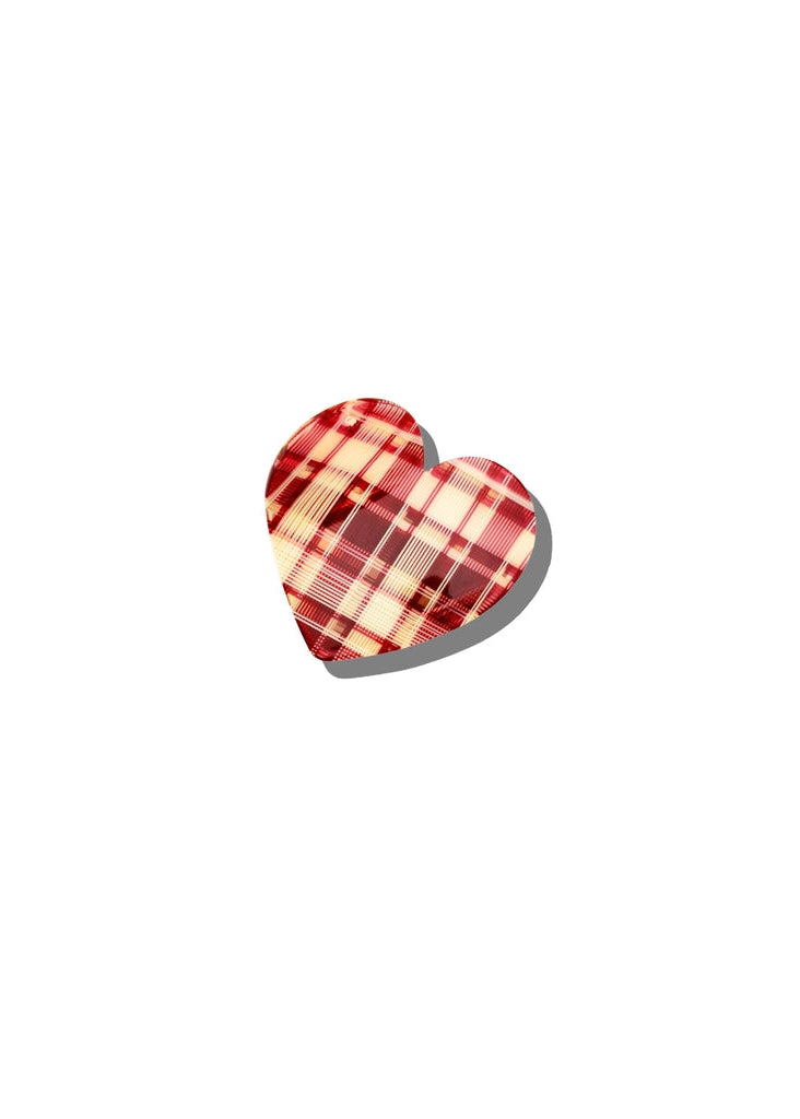 Plaid Heart Claw Clip