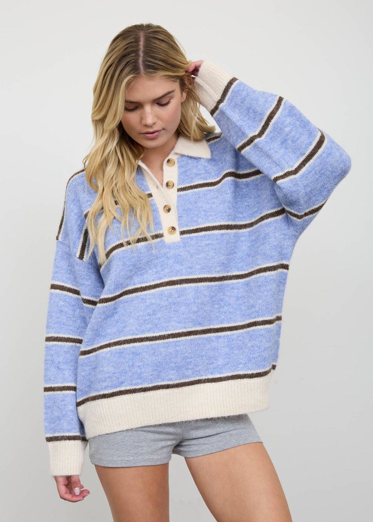 Leah Polo Striped Sweater