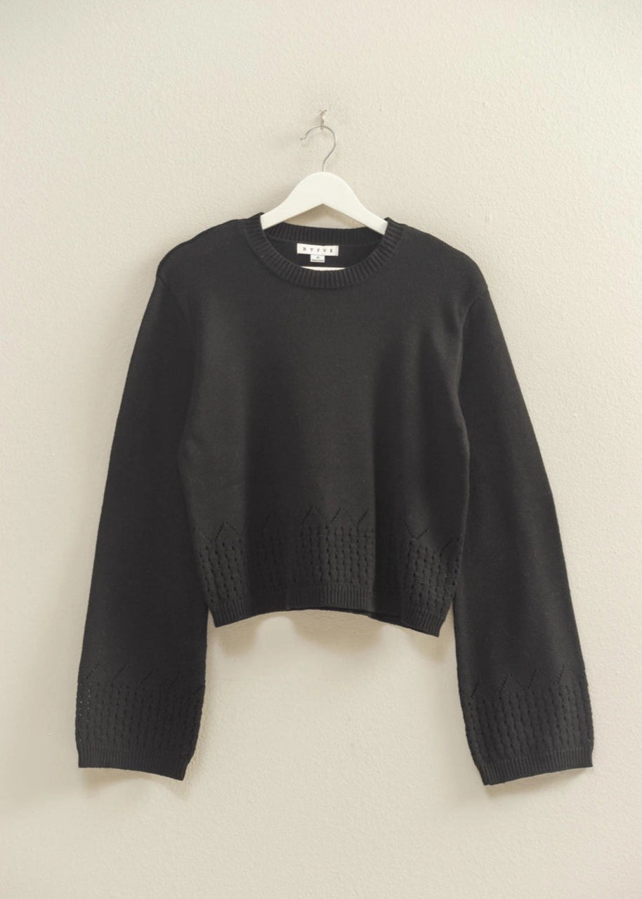 Juliet Eyelet Detailed Sweater in Black