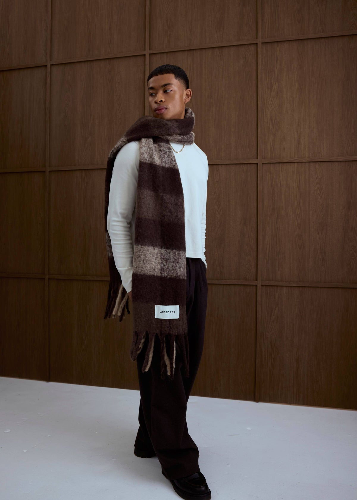 Arctic Fox  Reykjavik Scarf in Brown Check