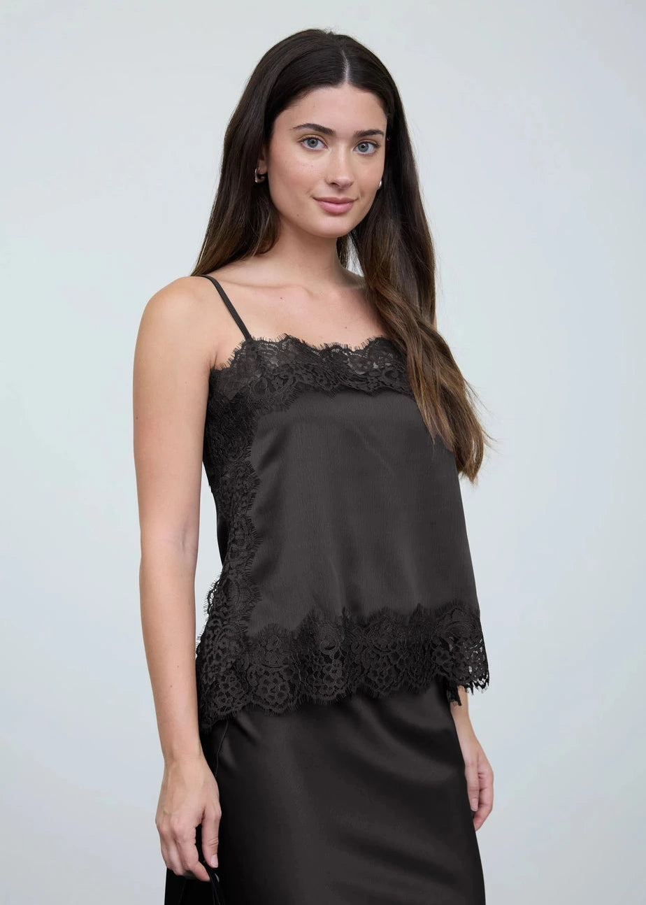 Stassi Satin Lace Tank Top