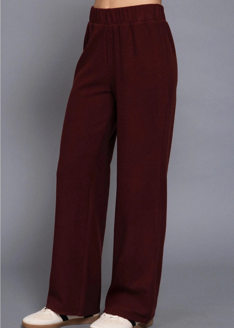Bridgette Burgundy Ribbed Knit Sweatpants