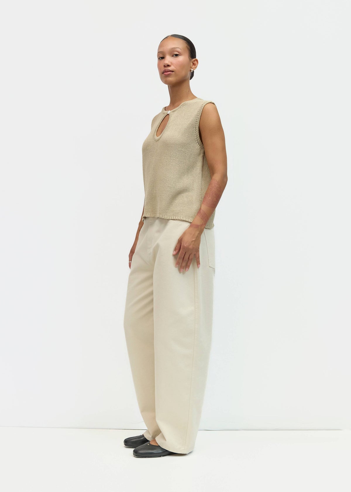 Molli Keyhole Knit Top in Beige