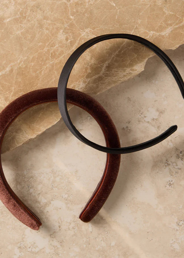 Kitsch Satin & Velvet Headbands in Black & Chocolate