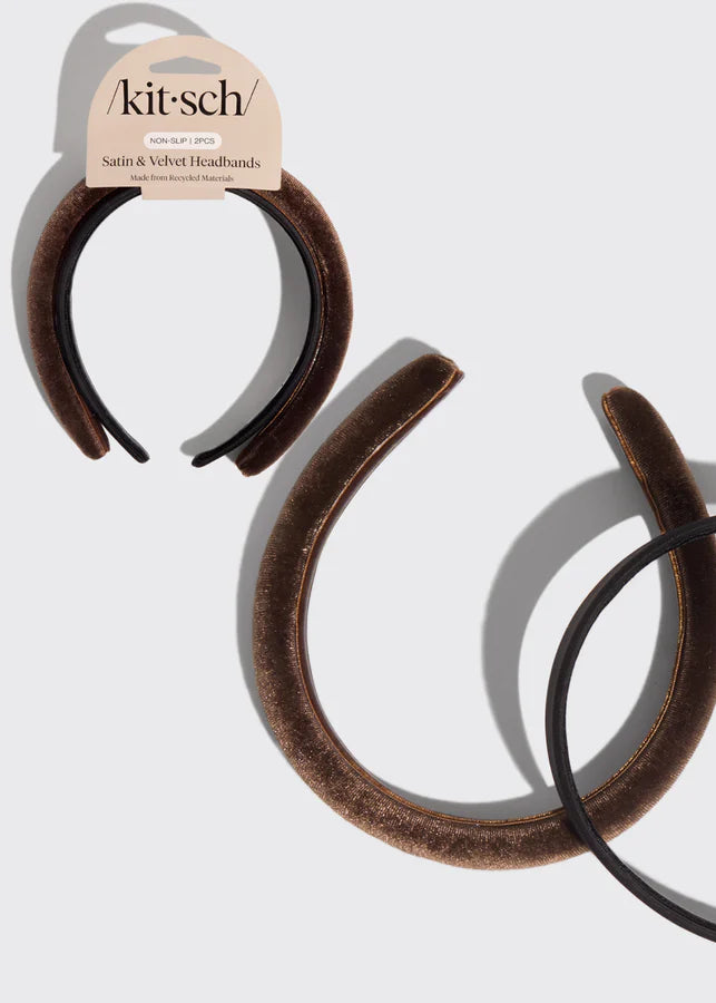 Kitsch Satin & Velvet Headbands in Black & Chocolate