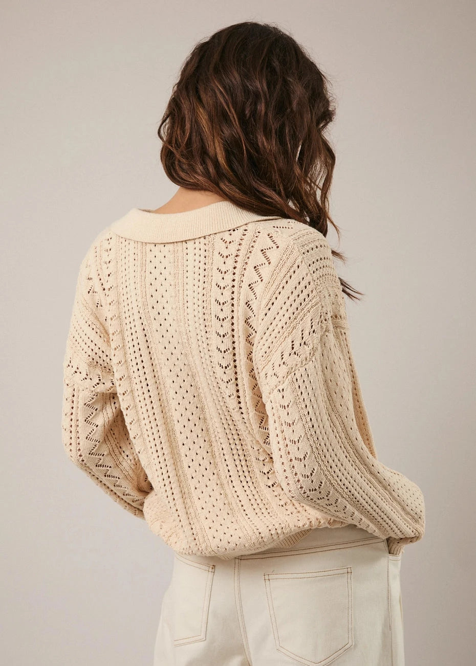 Alivia Collared Long Sleeve Sweater Top