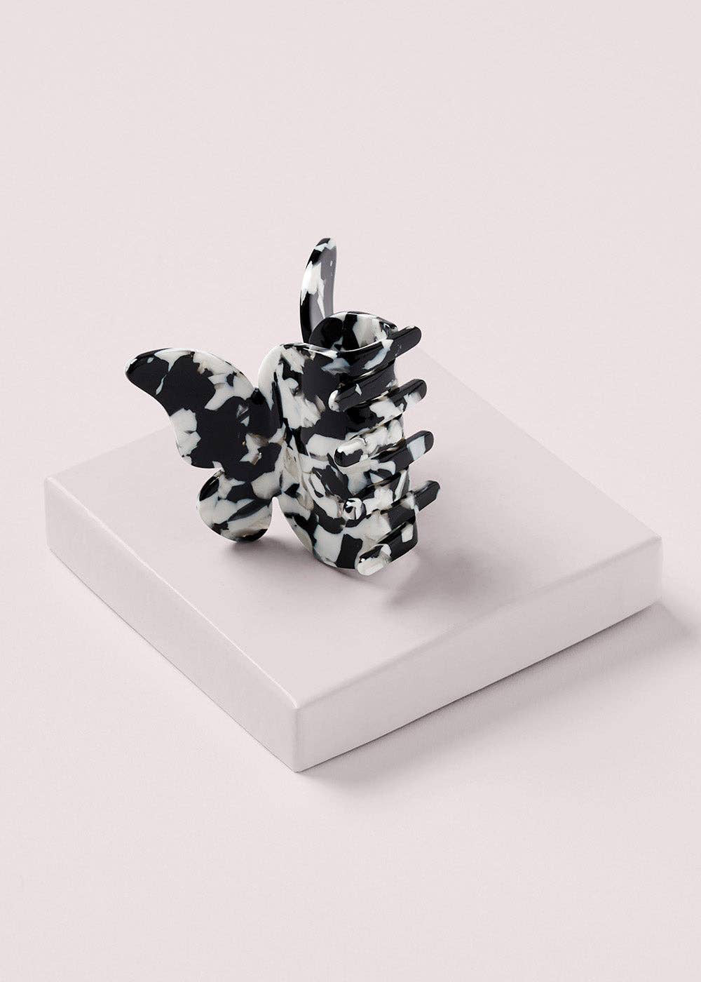 Butterfly Claw Clip - Black Marble
