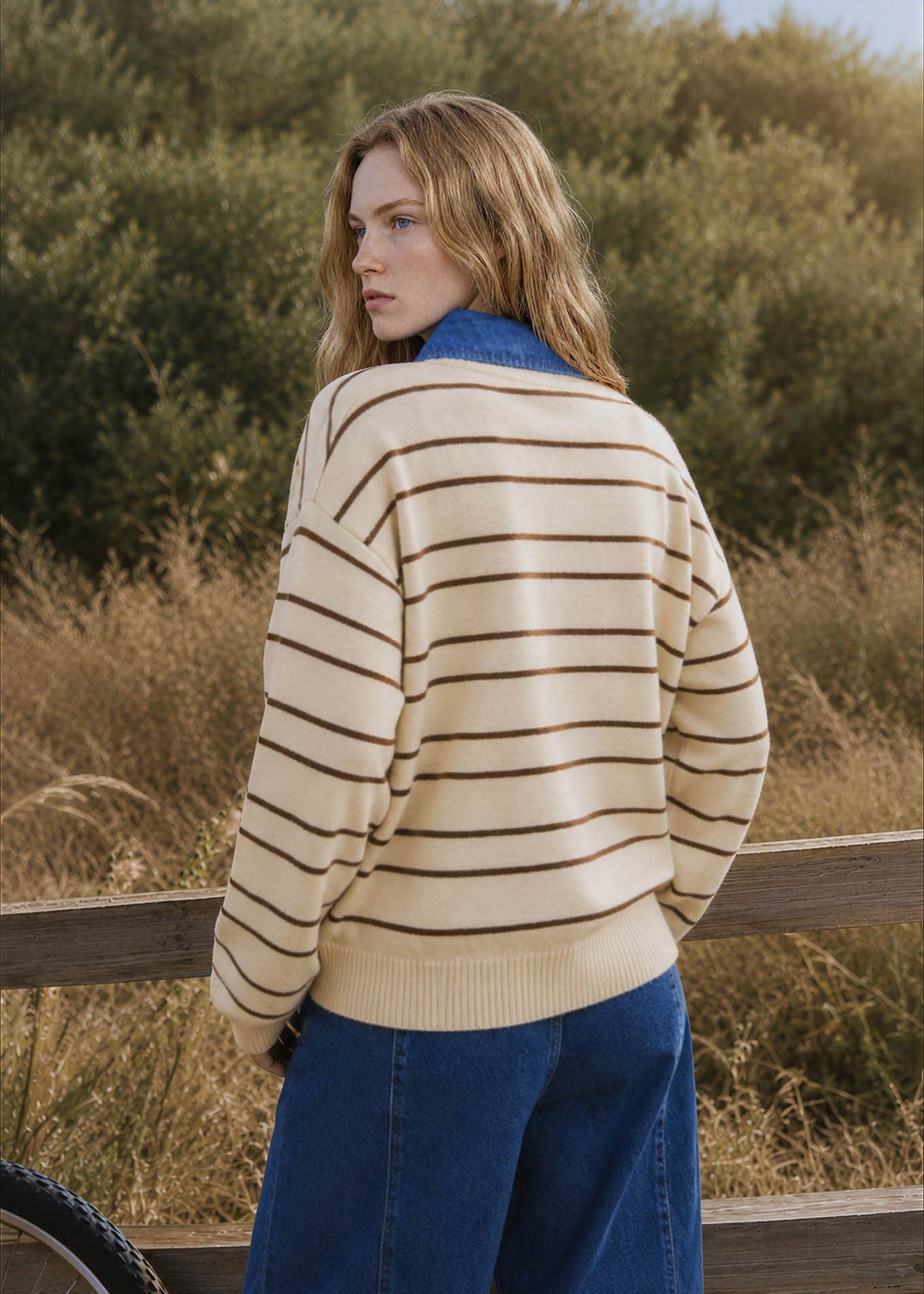 Dara Denim Contrast Sweater Top