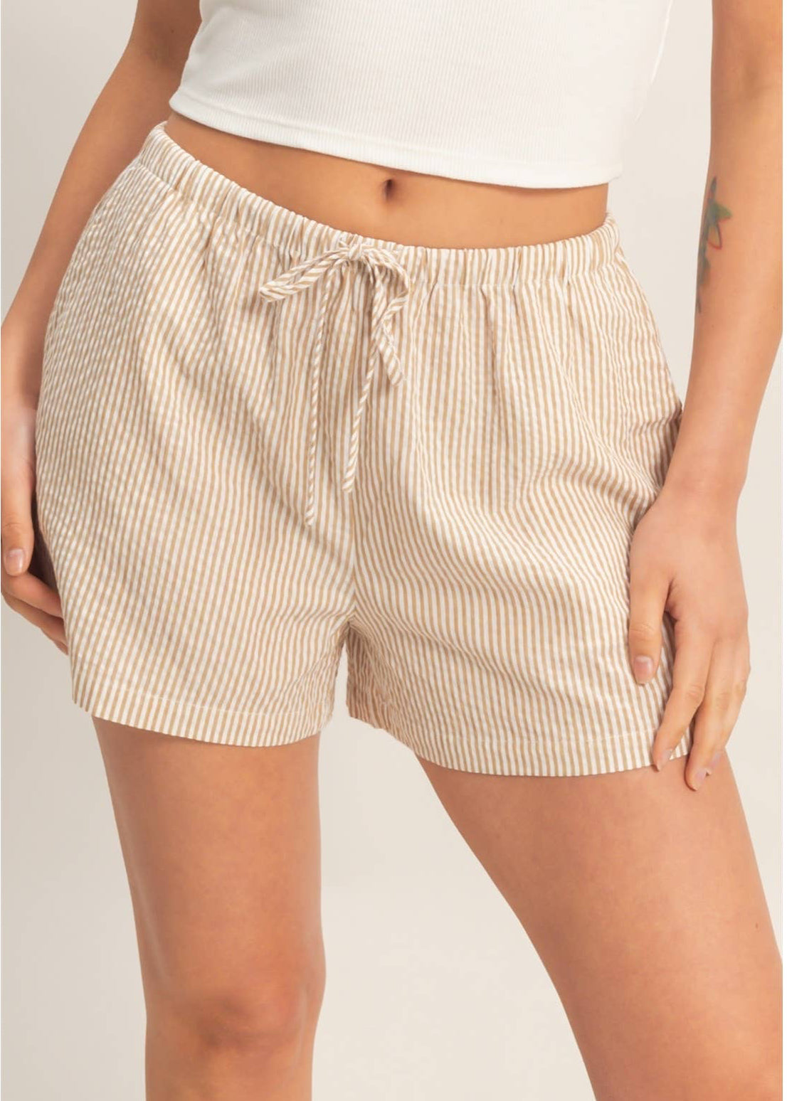 Emmy Striped Drawstring Waist Shorts