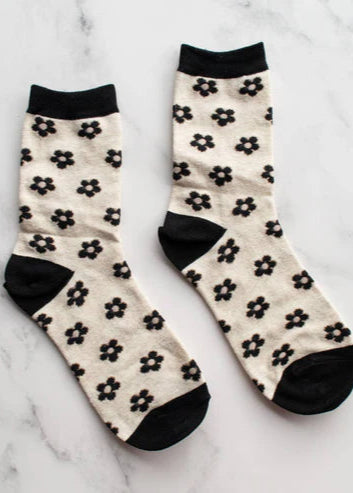 Doodle Flower Crew Socks