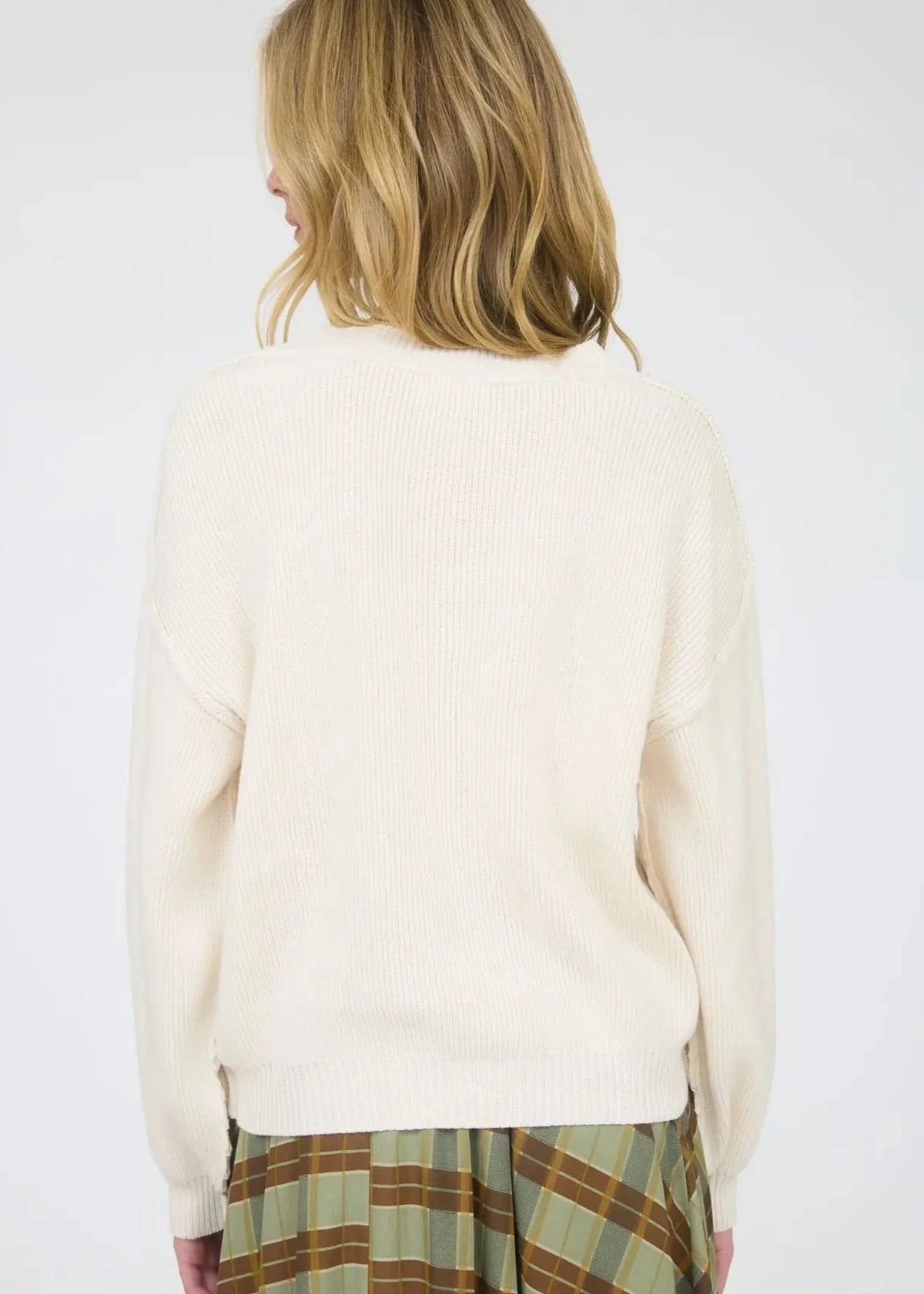 Carrie V Neck Pullover Sweater in Cream