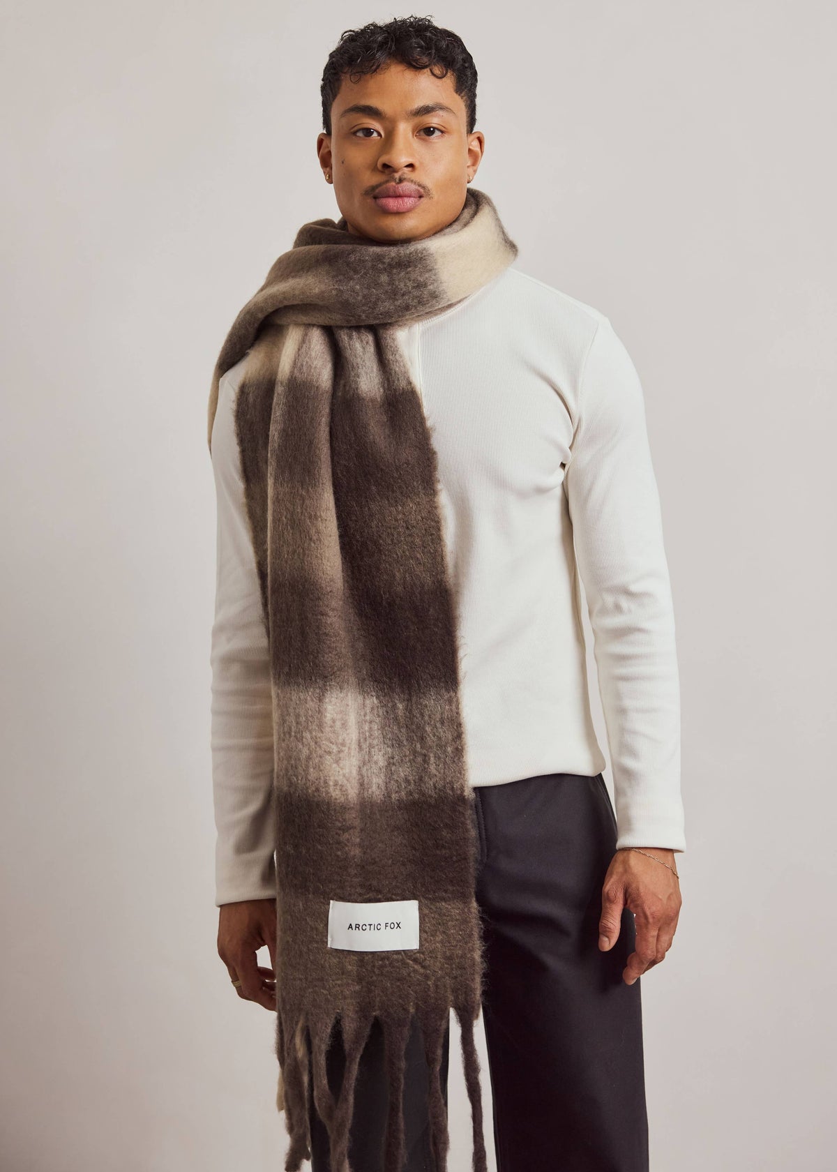 Arctic Fox  Reykjavik Scarf in Brown Check